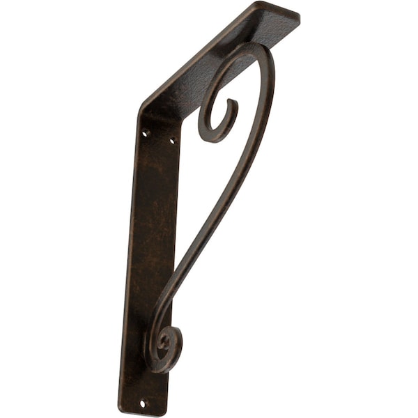 Ekena Millwork Edwards Wrought Iron Bracket, (Single center brace), Antiqued Bronze 1 1/2"W x 5 1/2"D x 8"H BKTM01X05X08SEDABZ - main